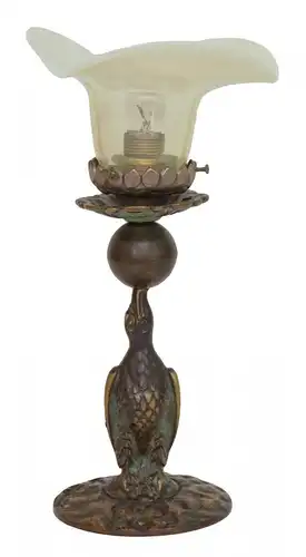 Jugendstil Leuchte Messing Bronze "KORMORAN" Einzelstück Lampe