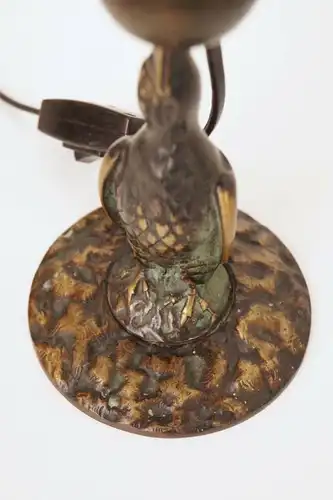 Jugendstil Leuchte Messing Bronze "KORMORAN" Einzelstück Lampe