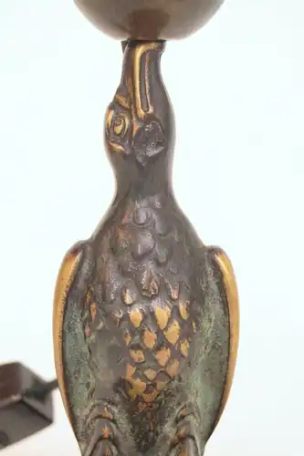 Jugendstil Leuchte Messing Bronze "KORMORAN" Einzelstück Lampe