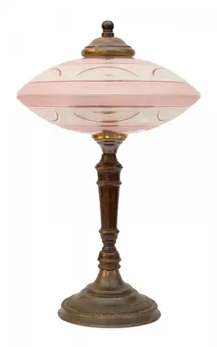 Sammlerstück unikate Art Déco Messinglampe Tischleuchte "DISC ROSÉ" Messinglampe