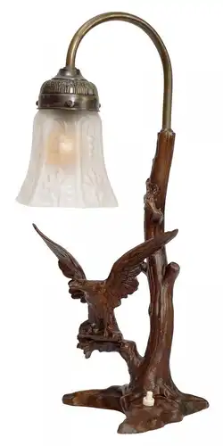 Art Déco Lampe Art Nouveau Tischlampe Figur Adler Baum 1930er Leuchte