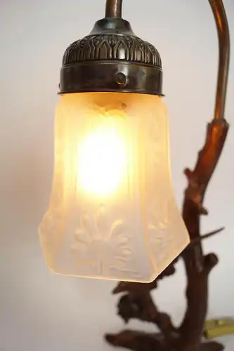 Art Déco Lampe Art Nouveau Tischlampe Figur Adler Baum 1930er Leuchte