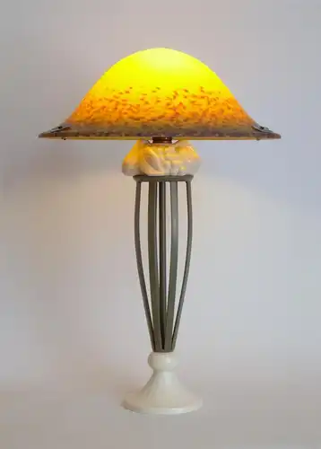 Art Deco Lampe Tischleuchte "ORANGE COUNTY" Landhaus Pate de Verré Leuchte