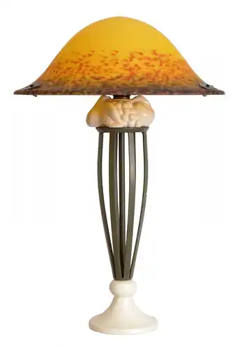 Art Deco Lampe Tischleuchte "ORANGE COUNTY" Landhaus Pate de Verré Leuchte