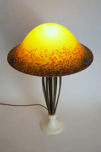 Art Deco Lampe Tischleuchte "ORANGE COUNTY" Landhaus Pate de Verré Leuchte