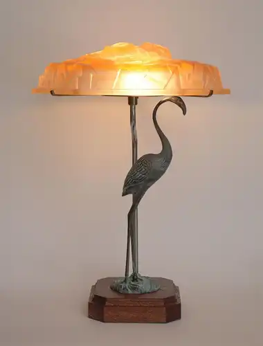 Art Déco Design Unicat Lampe de table "FLAMINGO" pièce unique Dégué Lumières de bureau