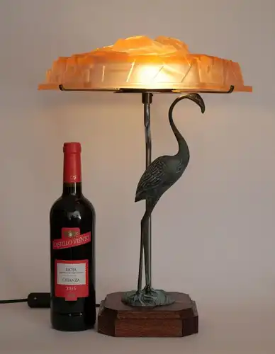 Art Déco Design Unicat Lampe de table "FLAMINGO" pièce unique Dégué Lumières de bureau