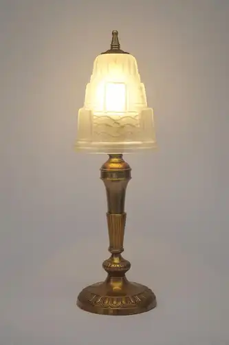 Art Deco Lampe Nachttischlampe "LEVEQUE TOWER" Messinglampe Unikat Leuchte