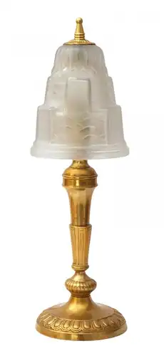 Art Deco Lampe Nachttischlampe "LEVEQUE TOWER" Messinglampe Unikat Leuchte