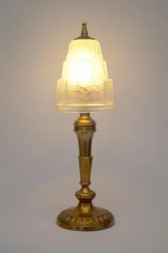 Art Deco Lampe Nachttischlampe "LEVEQUE TOWER" Messinglampe Unikat Leuchte