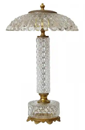 Jugendstil Lampe Glas Tischlampe Kristallglas 1950er Messing Leuchte