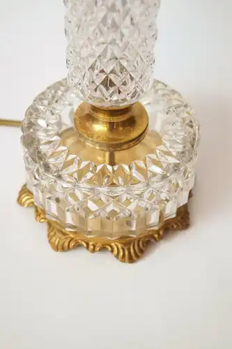 Jugendstil Lampe Glas Tischlampe Kristallglas 1950er Messing Leuchte