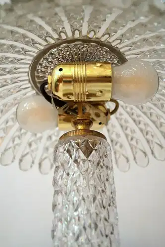 Jugendstil Lampe Glas Tischlampe Kristallglas 1950er Messing Leuchte