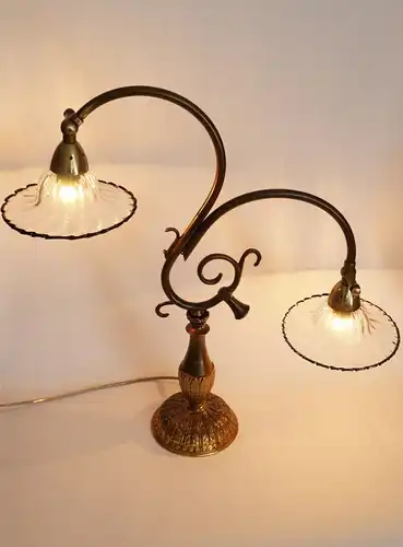 Jugendstil Lampe Tischleuchte "SAVANNAH GARDENS" Sammlerstück Messinglampe