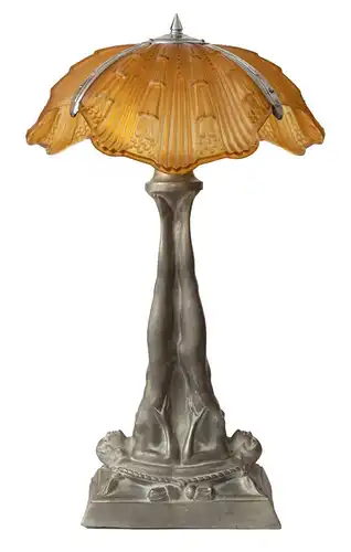 Art Déco Lampe Prunkleuchte "AMBER SHELL" Figuren Sammlerstück signiert Leuchte