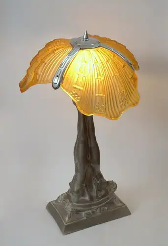 Art Déco Lampe Prunkleuchte "AMBER SHELL" Figuren Sammlerstück signiert Leuchte