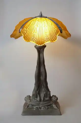 Art Déco Lampe Prunkleuchte "AMBER SHELL" Figuren Sammlerstück signiert Leuchte