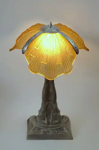 Art Déco Lampe Prunkleuchte "AMBER SHELL" Figuren Sammlerstück signiert Leuchte