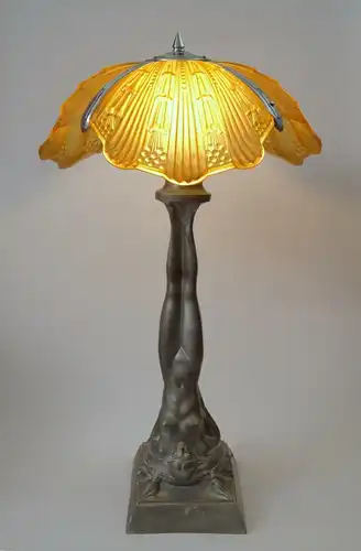 Art Déco Lampe Prunkleuchte "AMBER SHELL" Figuren Sammlerstück signiert Leuchte