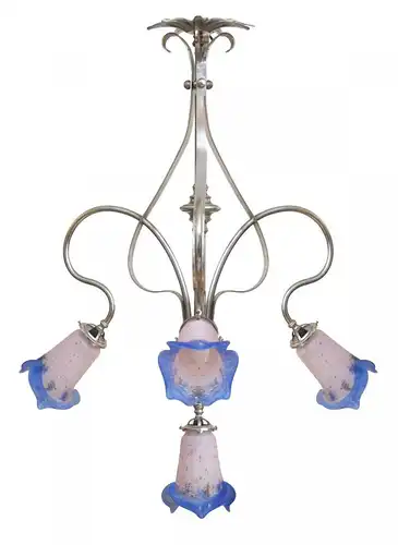Art Deco Lampe Deckenleuchter vernickelt Petitot 