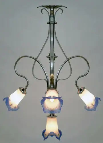 Art Deco Lampe Deckenleuchter vernickelt Petitot