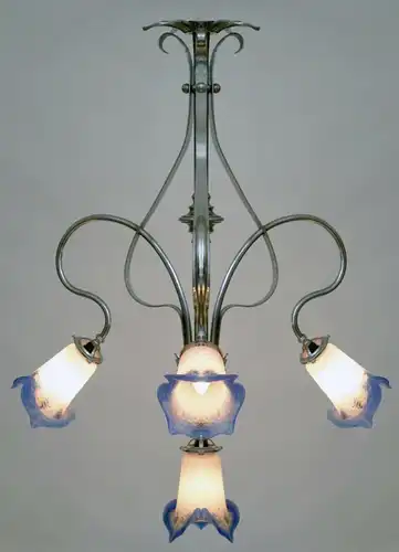 Art Deco Lampe Deckenleuchter vernickelt Petitot 