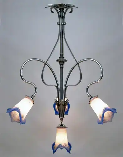 Art Deco Lampe Deckenleuchter vernickelt Petitot