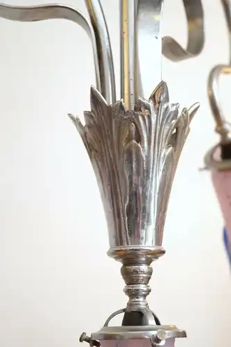 Art Deco Lampe Deckenleuchter vernickelt Petitot 
