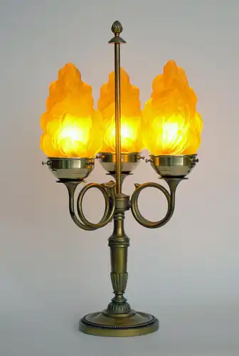 Jugendstil Lampe Messinglampe "HONEY FLAMES" Schreibtischleuchte