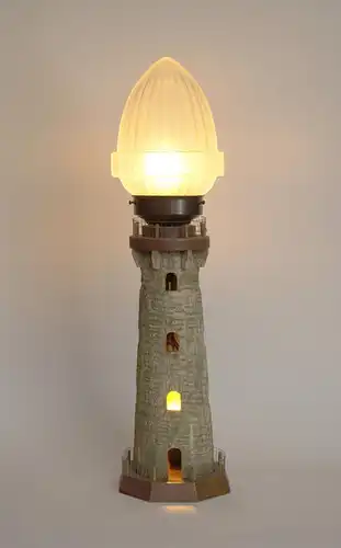 Garantiertes Einzelstück Tischleuchte "WOODEN LIGHTHOUSE" Lampe