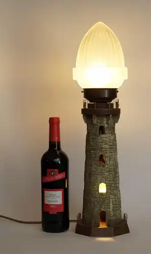 Garantiertes Einzelstück Tischleuchte "WOODEN LIGHTHOUSE" Lampe