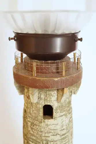 Garantiertes Einzelstück Tischleuchte "WOODEN LIGHTHOUSE" Lampe
