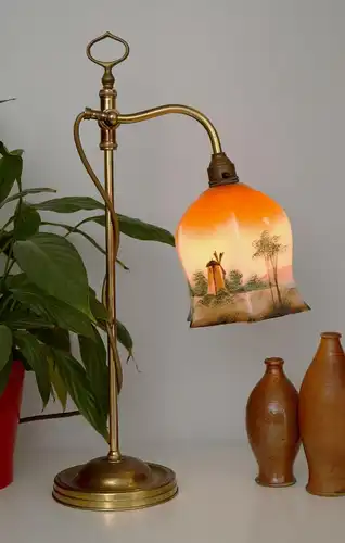 Jugendstil Lampe original um 1920 Messinglampe Kontorleuchte Leuchte Frankreich