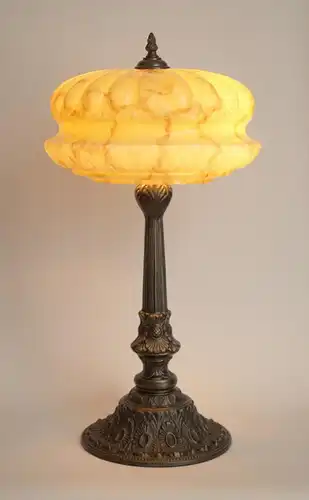 Jugendstil Lampe Tischleuchte "SANSSOUCI" Unikat Opalglas Leuchte