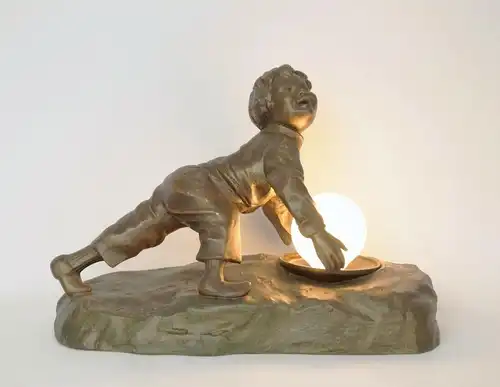 Antike Lampe Jugendstil Figur signiert "TH. CARTIER" "UGLY BOY" 1930 Leuchte