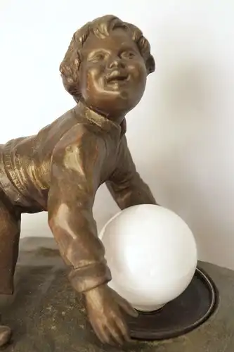 Antike Lampe Jugendstil Figur signiert "TH. CARTIER" "UGLY BOY" 1930 Leuchte