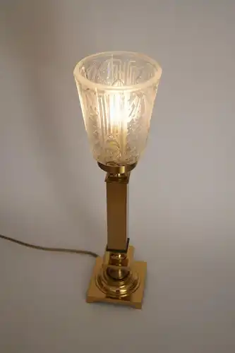 Unikat Art Deco Messinglampe "GOLDEN TORCH" Tischlampe Schreibtisch