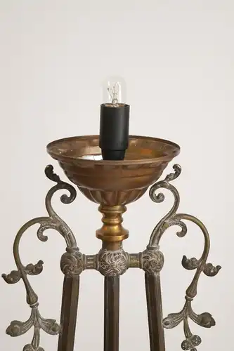 Jugendstil Lampe "SATURN V" Unikat 1910 Messinglampe Stehlampe