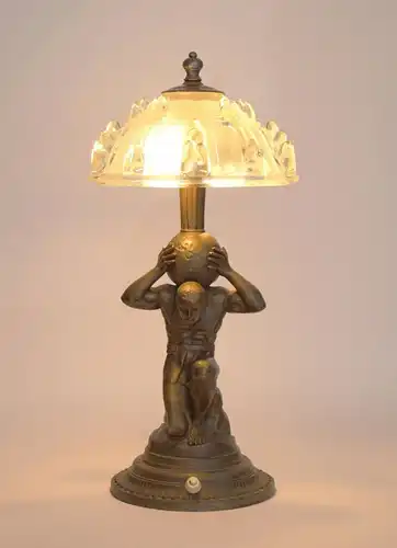 Art Déco Lampe Tischleuchte "ATLAS" Unikat Tischlampe Sammler Kunstobjekt