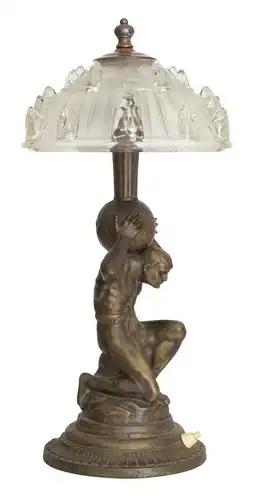 Art Déco Lampe Tischleuchte "ATLAS" Unikat Tischlampe Sammler Kunstobjekt