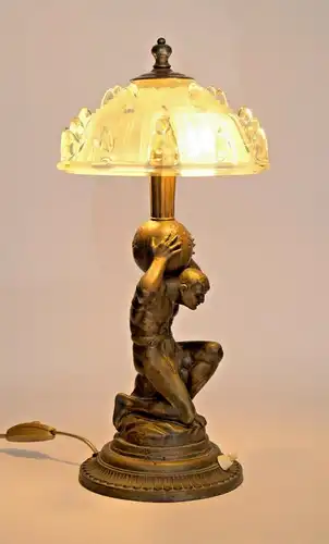 Art Déco Lampe Tischleuchte "ATLAS" Unikat Tischlampe Sammler Kunstobjekt