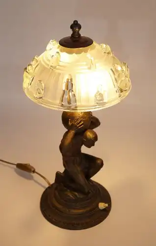 Art Déco Lampe Tischleuchte "ATLAS" Unikat Tischlampe Sammler Kunstobjekt