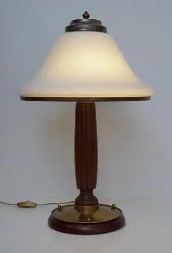 Art Deco Lampe Schreibtischlampe Holz Bakkelit Opalglas Leuchte