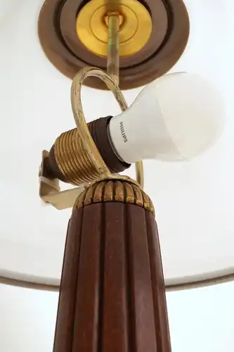 Art Deco Lampe Schreibtischlampe Holz Bakkelit Opalglas Leuchte