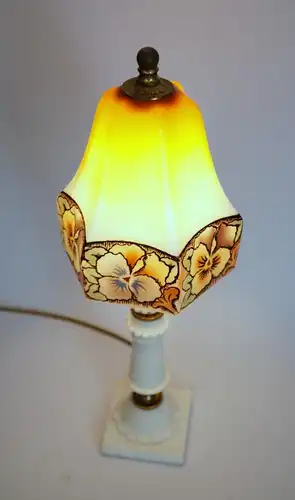 Unikat Jugendstil Tischleuchte "INDIAN SUMMER" Onyx Opalglas 1930er Lampe