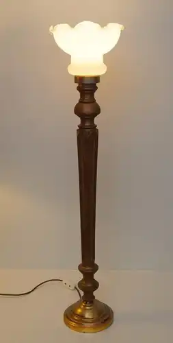 Unikat Jugendstil Holz Leuchte Shabby Chic Opalglas Tischlampe Schreibtisch 