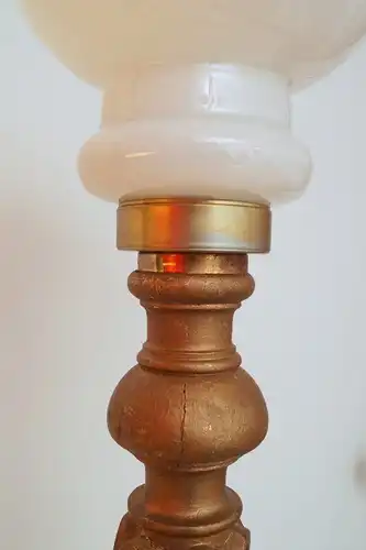 Unikat Jugendstil Holz Leuchte Shabby Chic Opalglas Tischlampe Schreibtisch