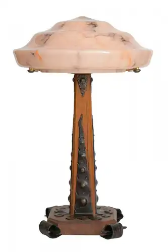 Art Deco Lampe Schreibtischleuchte "WOOD KNIGHT" Einzelstück Tischlampe