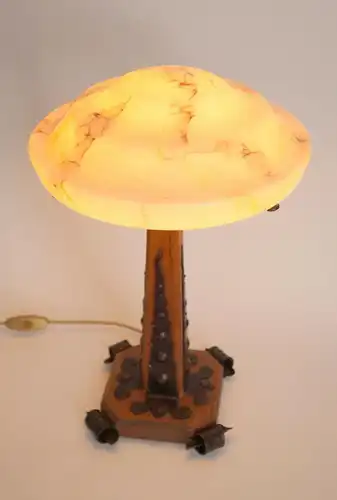 Art Deco Lampe Schreibtischleuchte "WOOD KNIGHT" Einzelstück Tischlampe