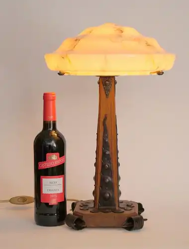 Art Deco Lampe Schreibtischleuchte "WOOD KNIGHT" Einzelstück Tischlampe